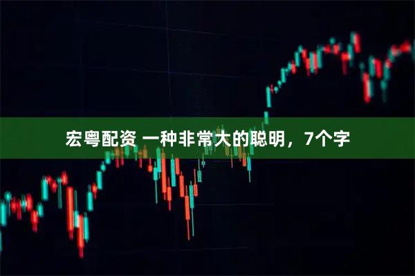 宏粤配资 一种非常大的聪明，7个字