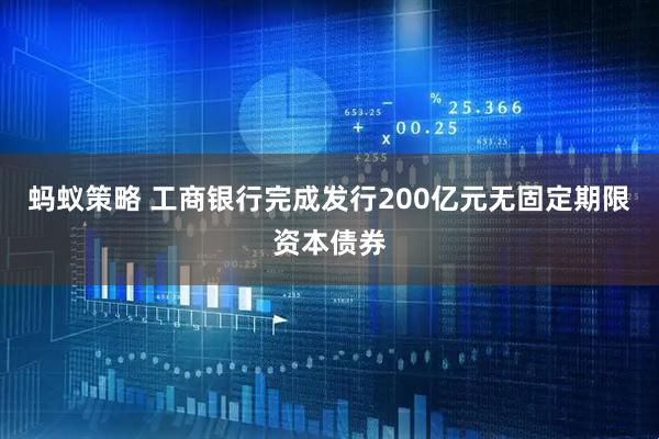蚂蚁策略 工商银行完成发行200亿元无固定期限资本债券