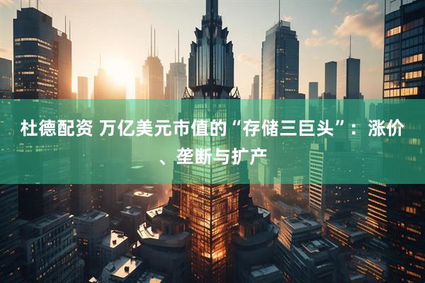 杜德配资 万亿美元市值的“存储三巨头”:涨价、垄断与扩产
